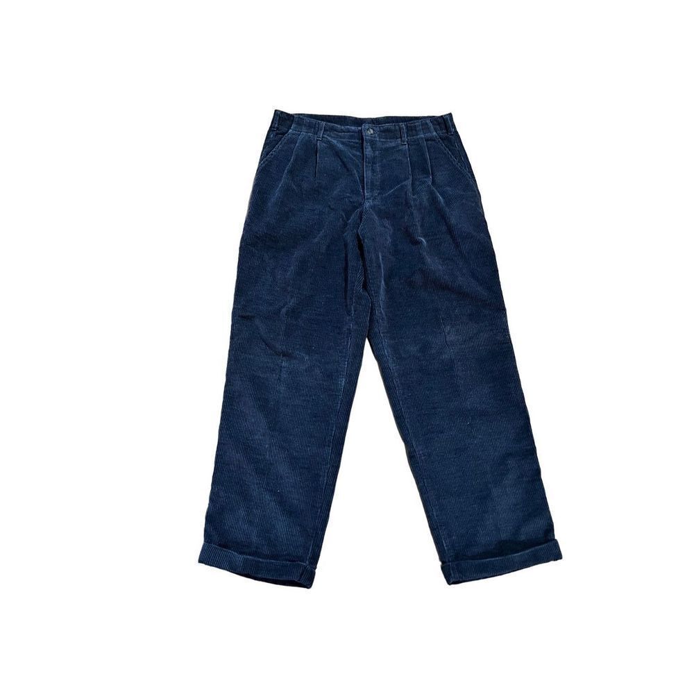 Vintage Woolrich Gray/Blue Corduroy Pleated Cuffed Men’s Pant size 34X30